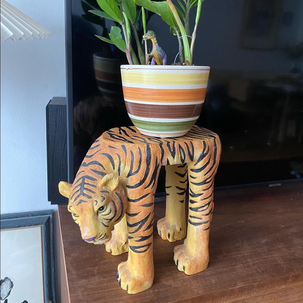 Tiger Plant Stand Resin stool